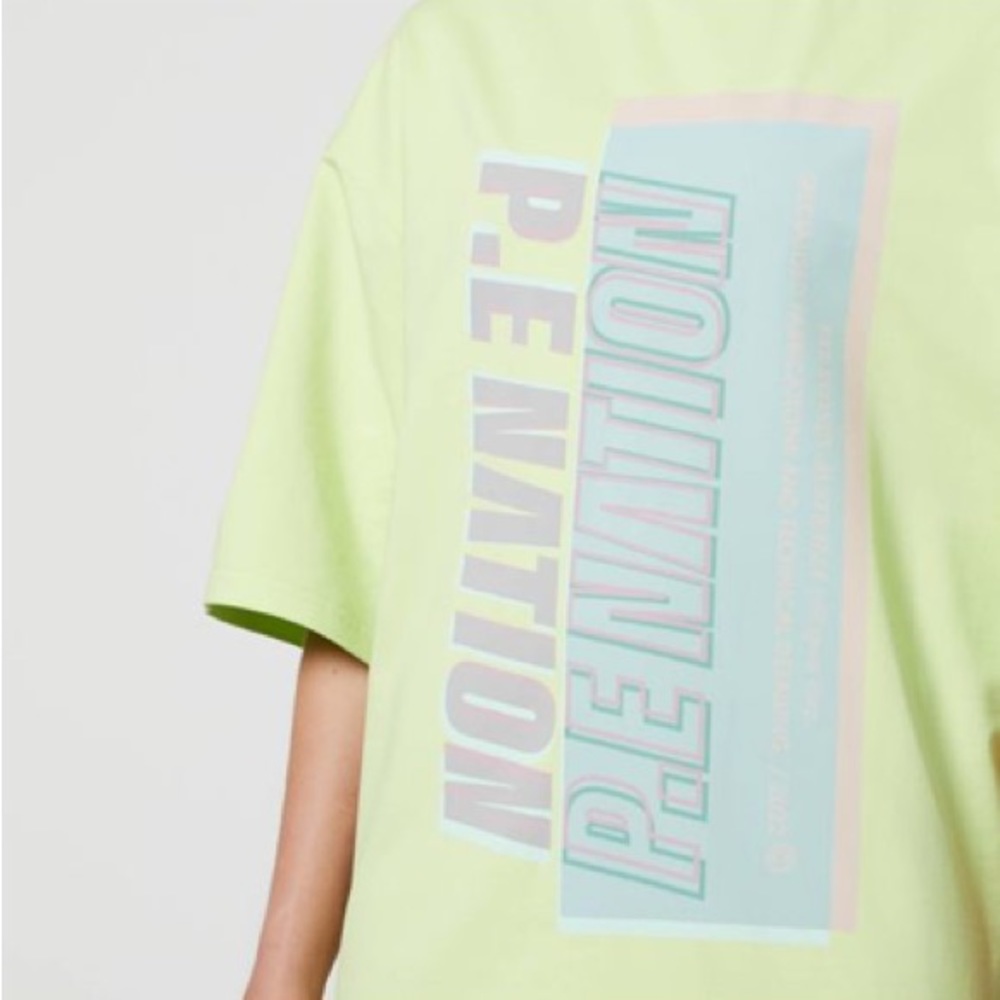 P.E Nation women’s alignment tee, oversized, majestic lime, NWT